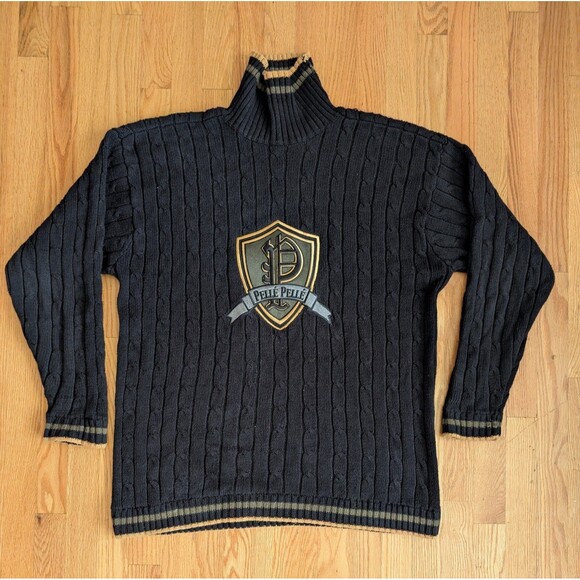 Pelle Pelle Sweater Mens Large Turtleneck Ramie Vintage Y2K Marc Buchanan - Picture 1 of 12